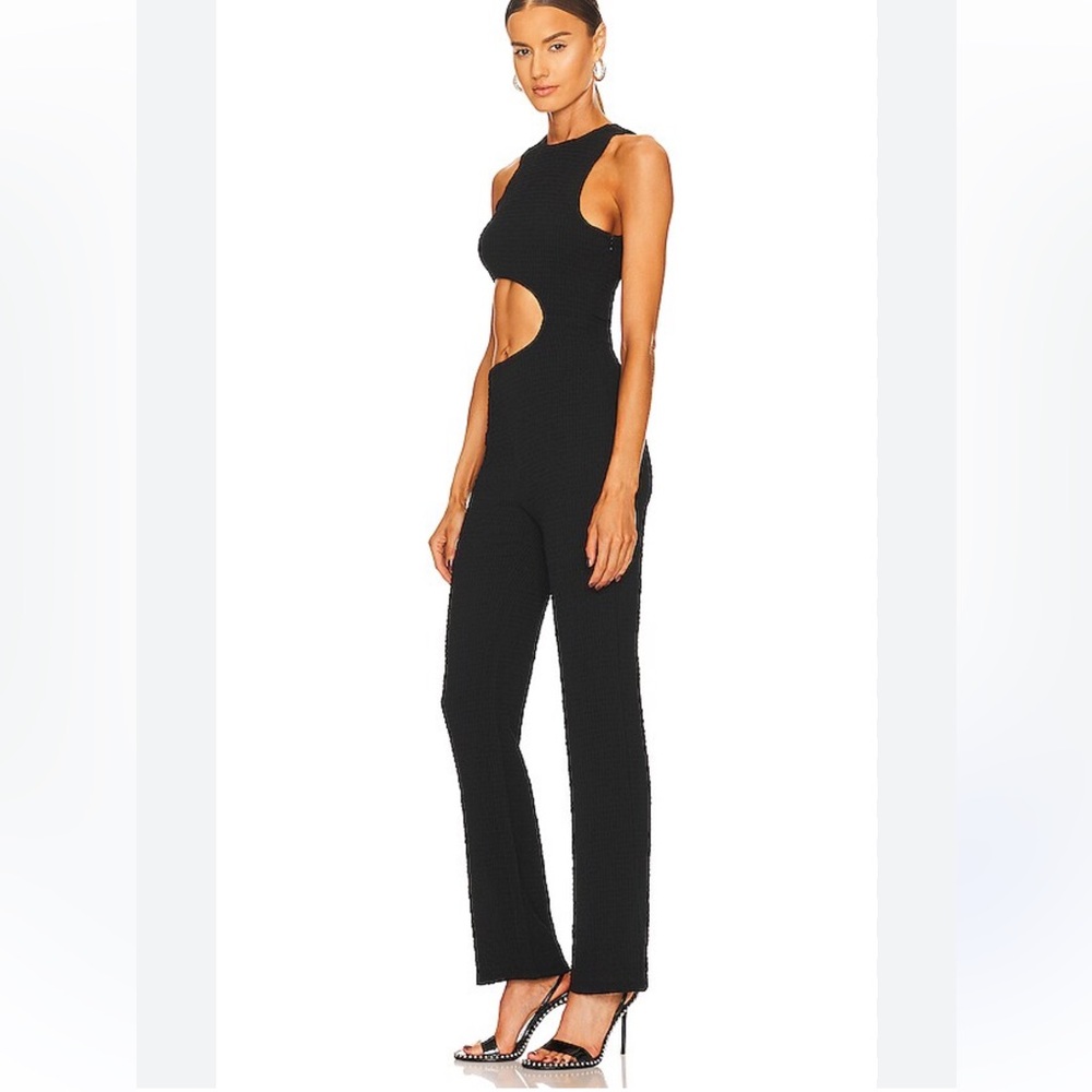 Lovers and friends Asbury jumpsuit Black seersucker one-piece Small NWT